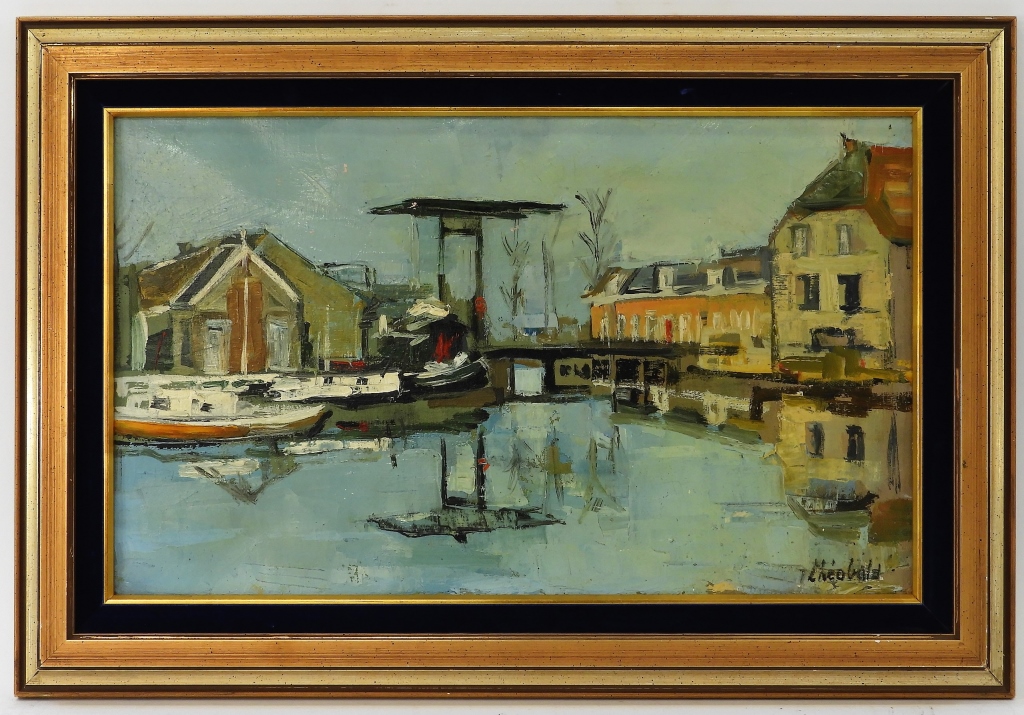 Appraisal: RENEE THEOBALD FRENCH HARBOR SEASCAPE PAINTING France - Impressionist work