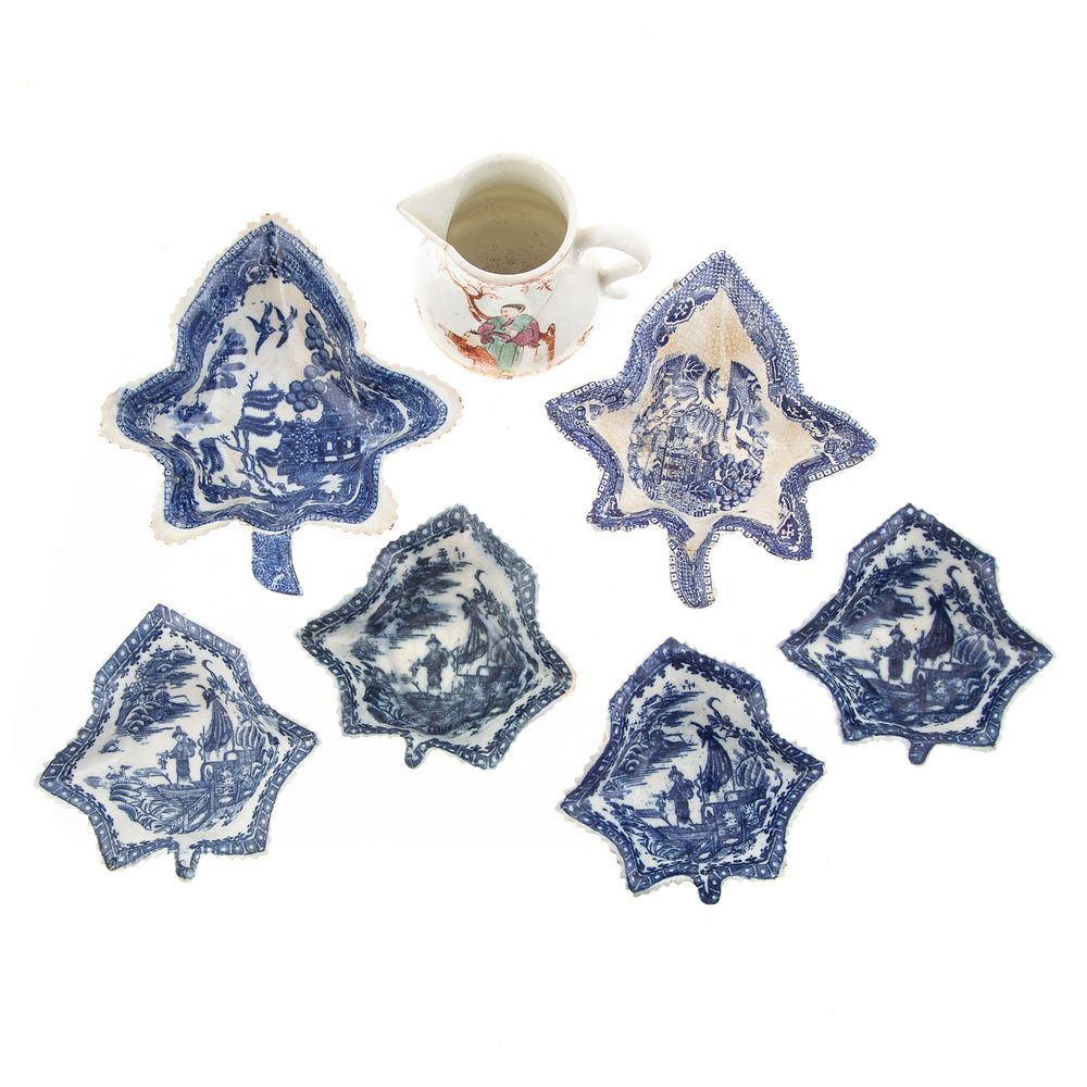 Appraisal: Staffordshire Leaf Dishes Worcester Cream Jug Fourth quarter- th century