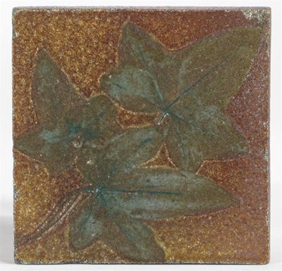 Appraisal: A Martin Brothers stoneware tile incised with ivy leaf motif