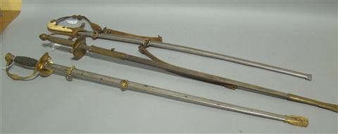 Appraisal: GROUP OF THREE SWORDS Including a US Marine sword a