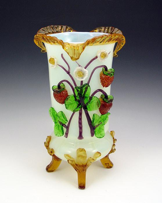 Appraisal: LARGE STEVENS WILLIAMS STRAWBERRY DECORATED VASE '' h x ''