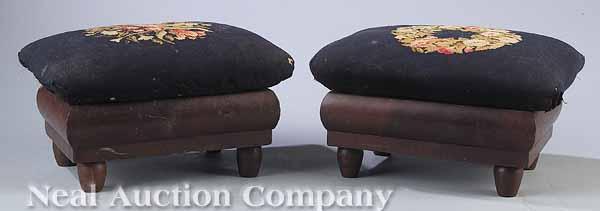 Appraisal: A Pair of American Classical Mahogany Footstools c each sarcophagus