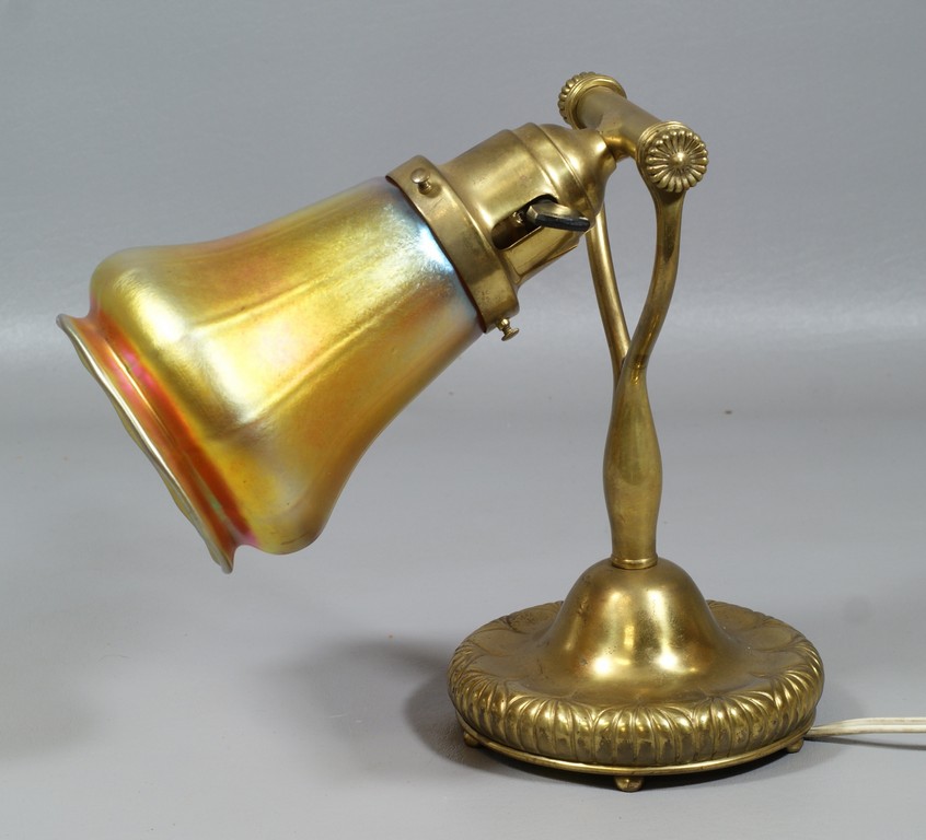 Appraisal: Bronze Tiffany Studios Nautilus desk lamp base fitted with an