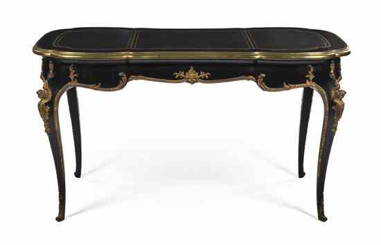 Appraisal: A Louis XV Style Gilt Metal Mounted and Ebonized Bureau