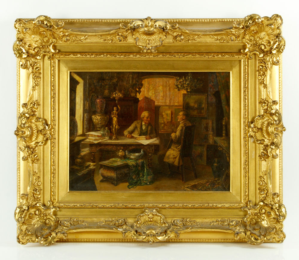 Appraisal: - Two Men at Table O C Interior scene with