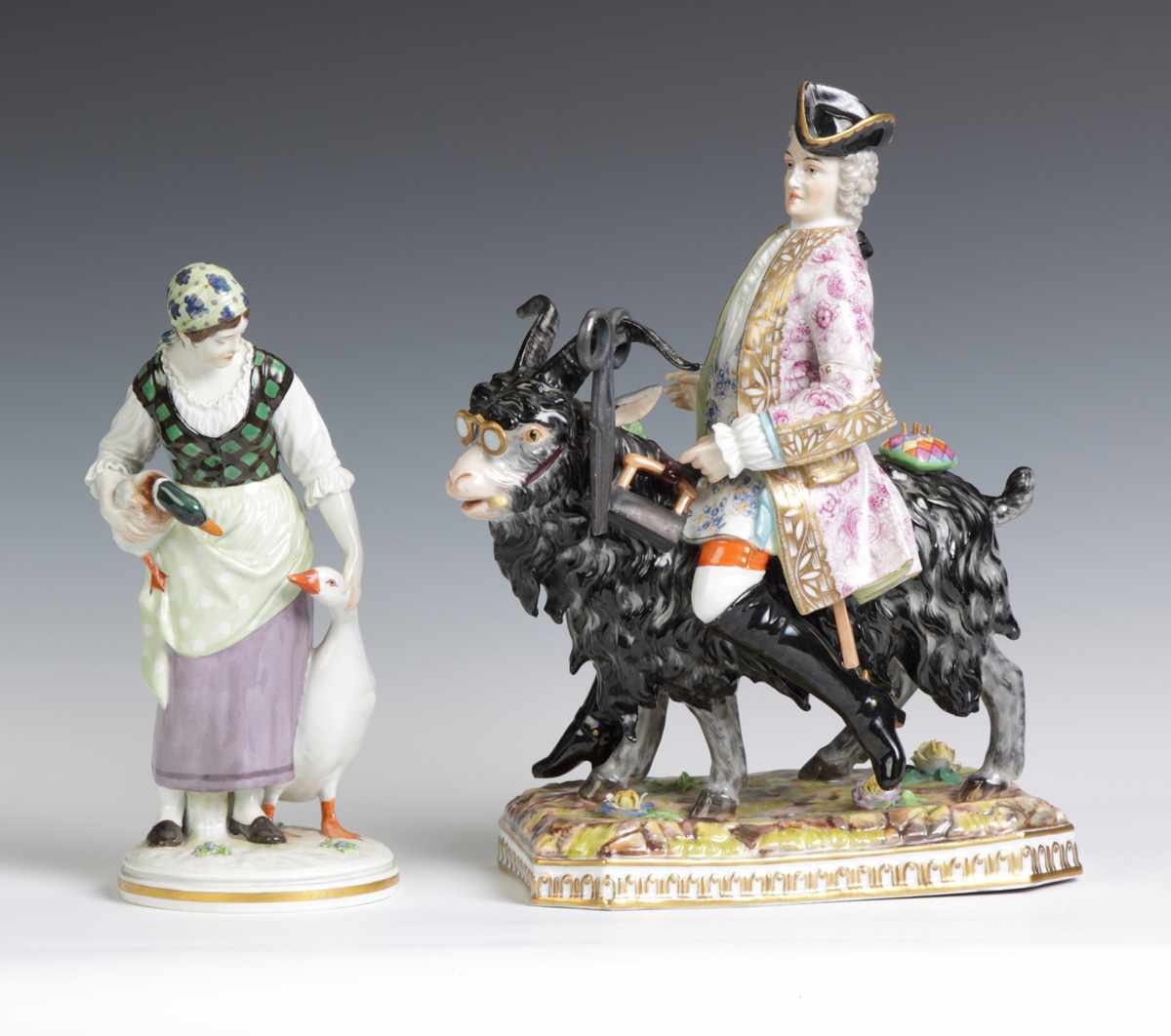 Appraisal: Dresden Porcelain Count Bruhl Tailor astride a GoatLate th cent