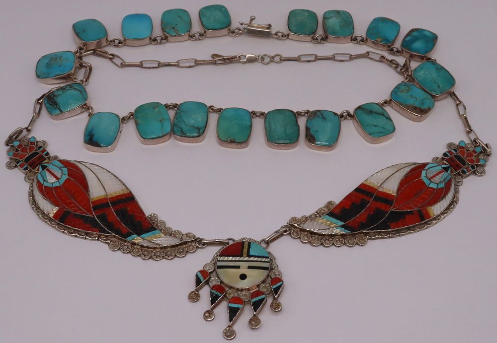 Appraisal: STERLING Signed Sterling Southwest Necklaces Includes a signed E Martinez