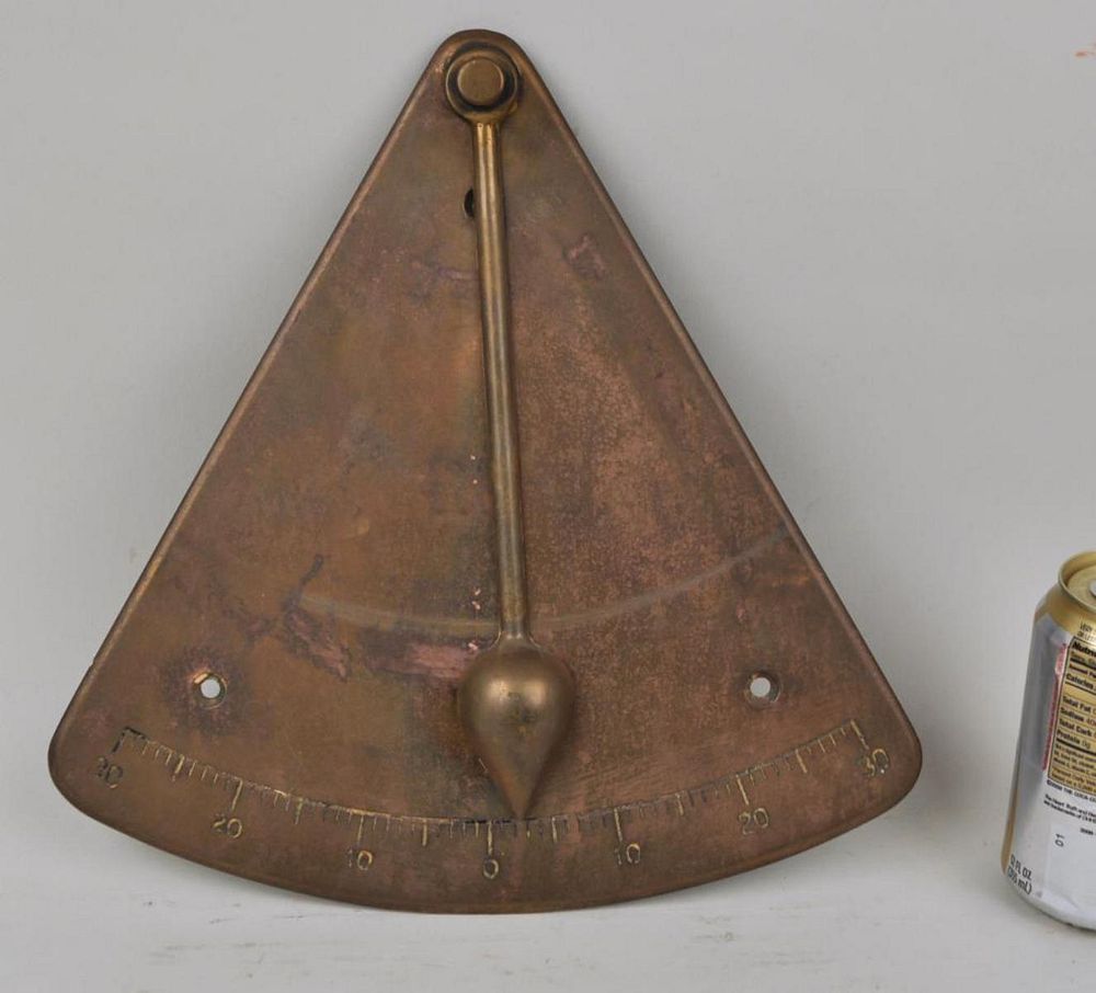 Appraisal: Brass Ship's Inclinometer remains of label on verso - degrees