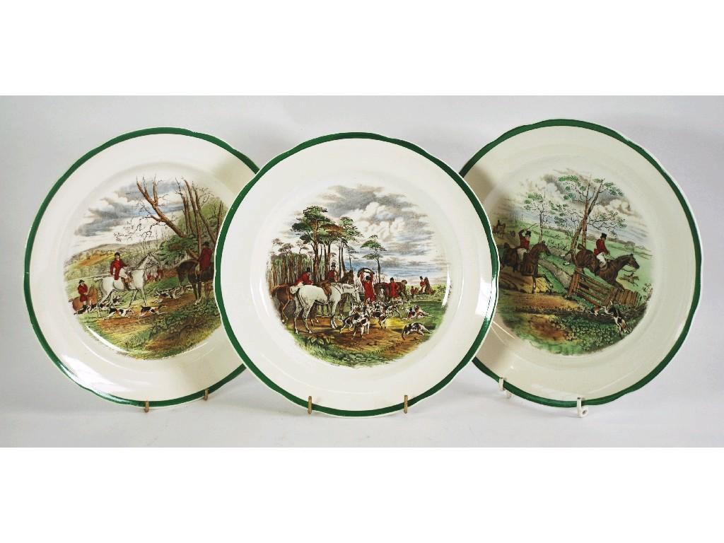 Appraisal: SET OF TWELVE ROYAL CAULDRON POTTERY 'HUNTING' PLATES black printed