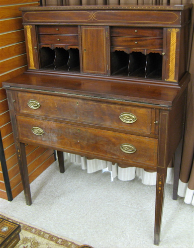 Appraisal: FEDERAL STYLE INLAID MAHOGANY TAMBOUR WRITING DESK American early th