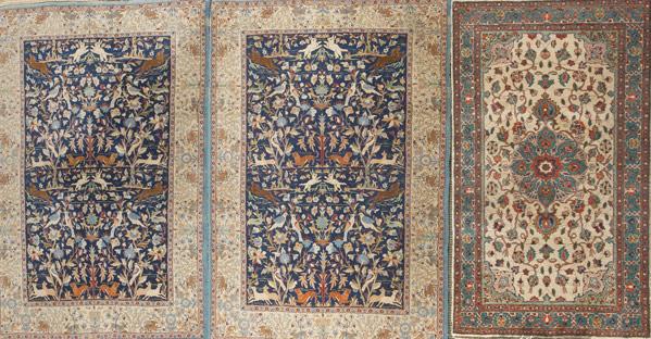 Appraisal: ORIENTAL AREA RUGS Two Tabriz animal carpets together with modern