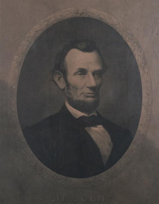 Appraisal: ENGRAVING DEPICTING ABRAHAM LINCOLN in a bird's-eye maple frame -