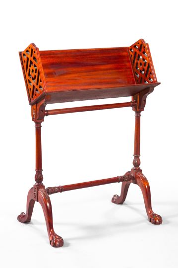 Appraisal: George III-Style Mahogany Book Shelf the slanted shelf with fretwork