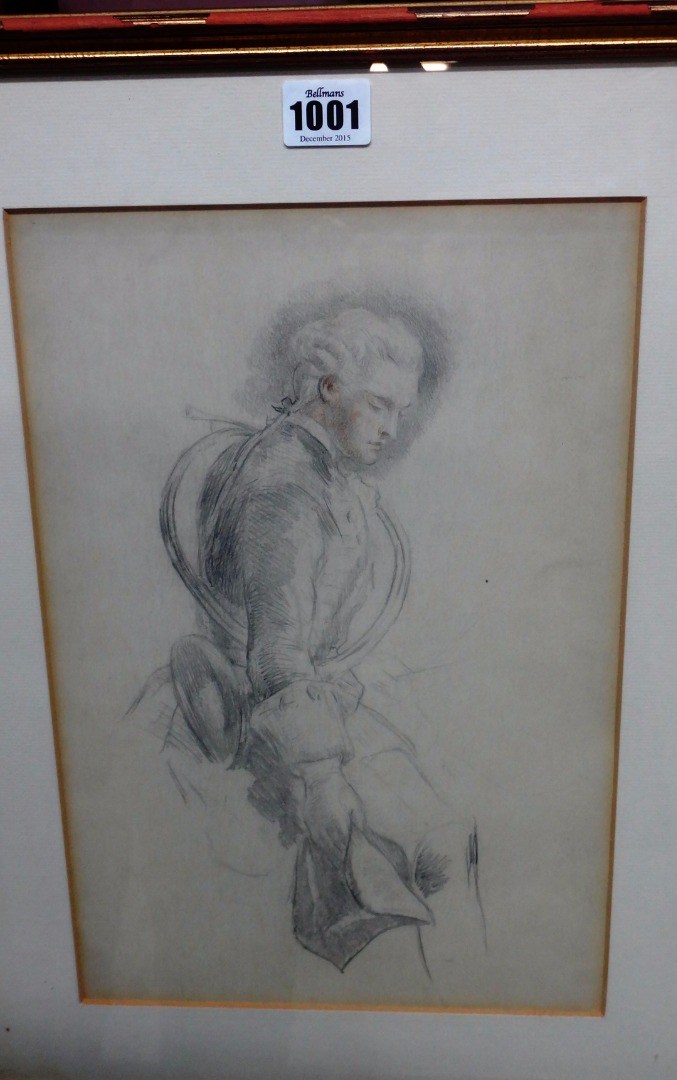 Appraisal: Frederick Tayler - Study of a huntsman pencil and red