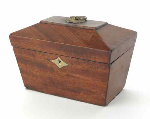 Appraisal: Regency mahogany tea caddy early th c of sarcophagus form