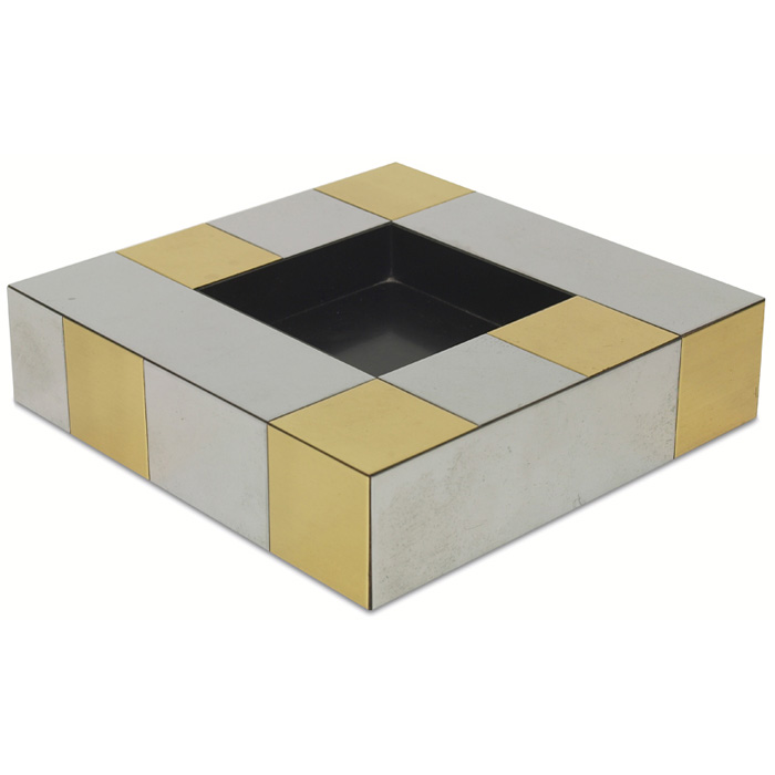 Appraisal: Paul Evans Cityscape dish by Directional square form with brass