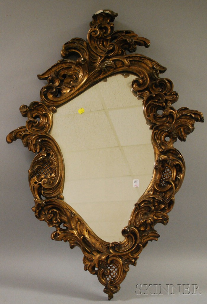 Appraisal: Rococo-style Gilt-gesso Mirror loss lg in