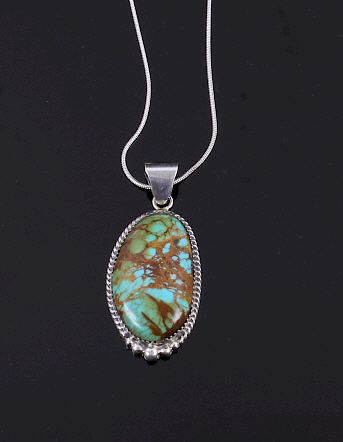 Appraisal: Navajo Sterling Silver Turquoise Pendant Necklace For sale in this