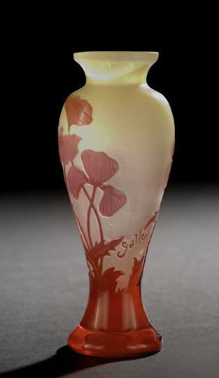 Appraisal: Emile Galle - Polished Cameo-Cut Glass Cabinet Vase fourth quarter