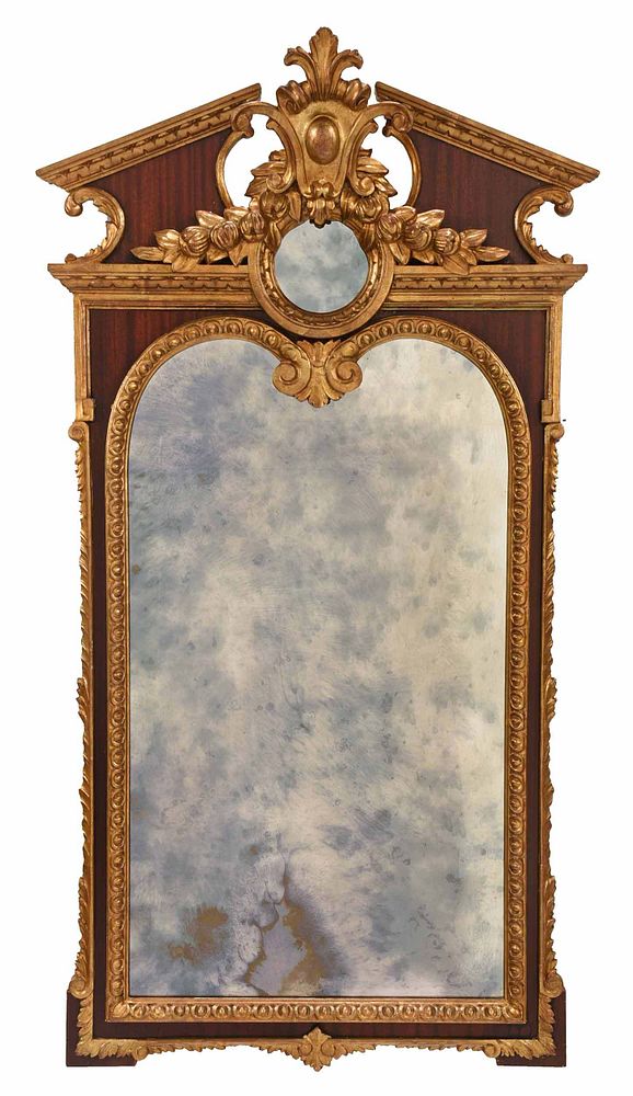 Appraisal: George II Style Carved Parcel Gilt Mirror th century figured