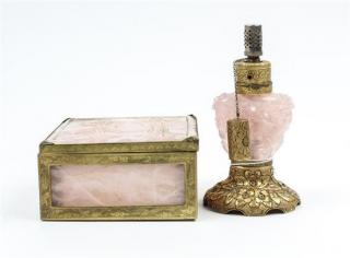 Appraisal: A Pair of Gilt Metal and Rose Quartz Decorative Articles