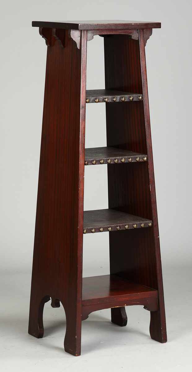 Appraisal: Tobey Furniture Co Mahogany Bookstand C - leather covered shelves