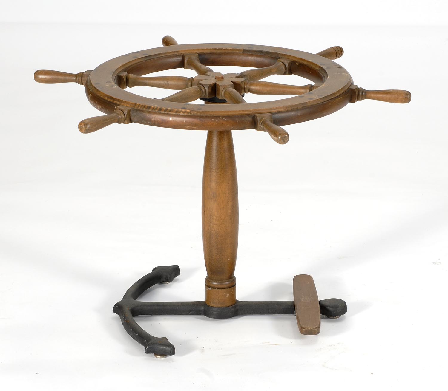 Appraisal: SHIP'S WHEEL TABLE with original label for Adams Cabinet Shop