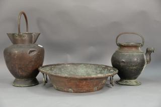 Appraisal: Three large copper pieces to include a large bowl or