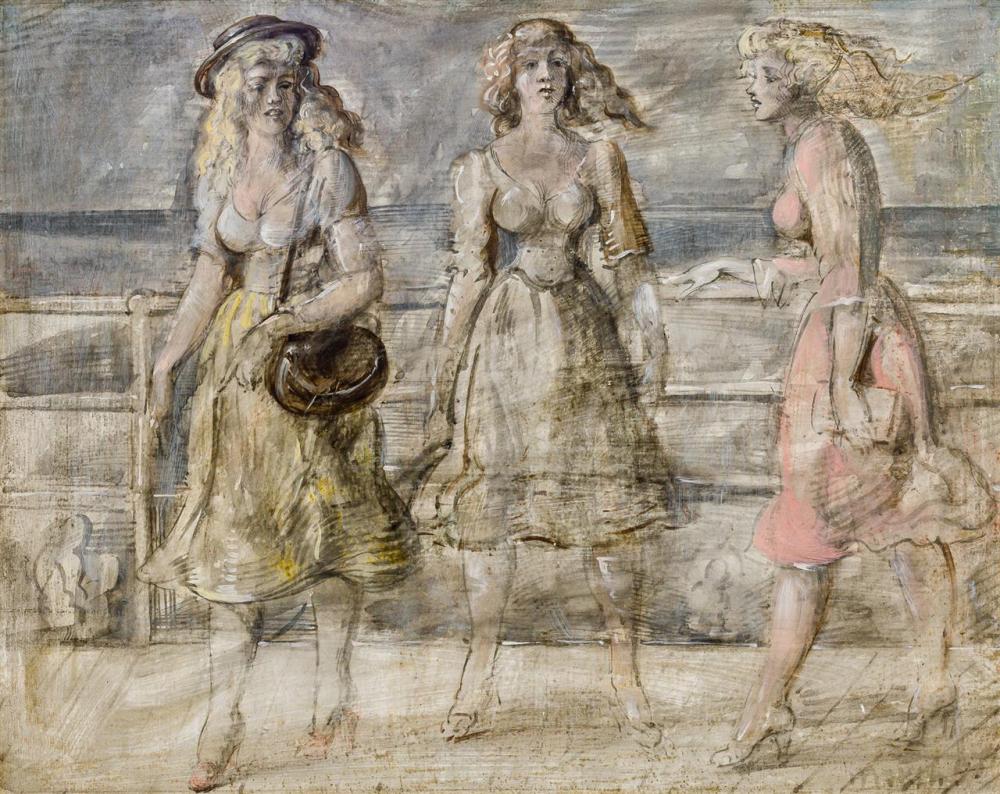 Appraisal: REGINALD MARSH American - Three Girls on the Boardwalk a