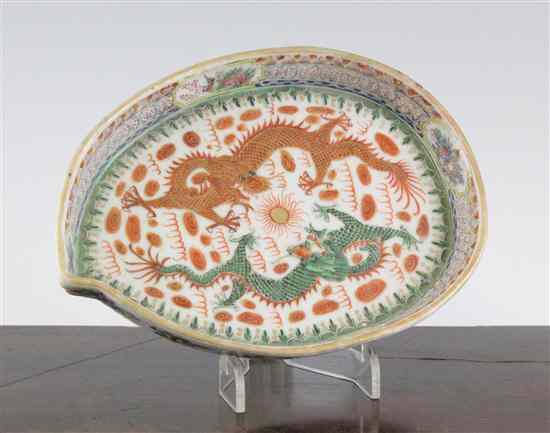 Appraisal: A Chinese polychrome leaf shaped dish Guangxu mark and of