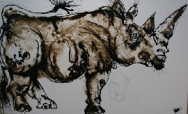 Appraisal: Gav Barby Rhino acrylic on canvas signed and dated 'Gav