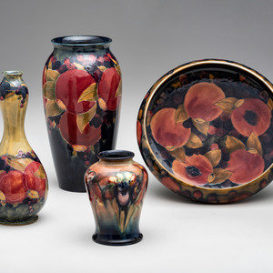 Appraisal: Moorcroft English th Century Bowl and Vases glazed earthenware comprising