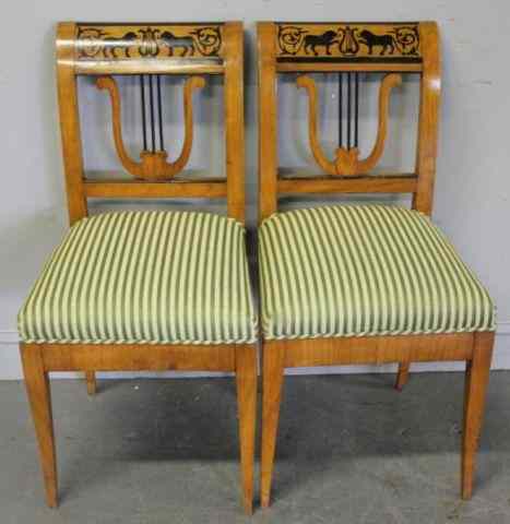 Appraisal: Pair of Biedermeier Upholstered Side Chairs A beautiful looking pair