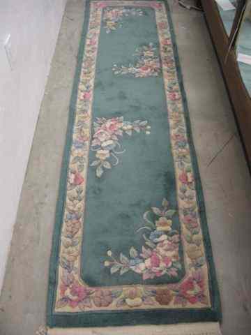 Appraisal: Chinese Handmade Sculptured Wool Rug floral ivory border green field