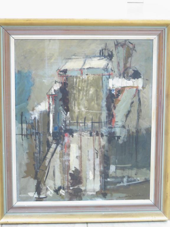 Appraisal: LESLIE GOODWIN RWA RI A Crane on a quay-side signed