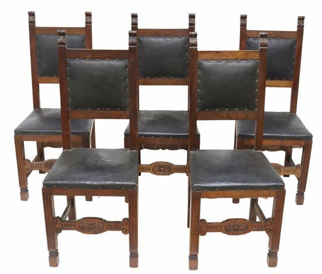 Appraisal: lot of Italian Renaissance Revival walnut dining chairs early th