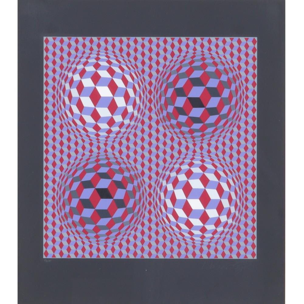 Appraisal: VICTOR VASARELY FRENCH HUNGARIAN - FOUR SPHERES OP ART SERIGRAPH