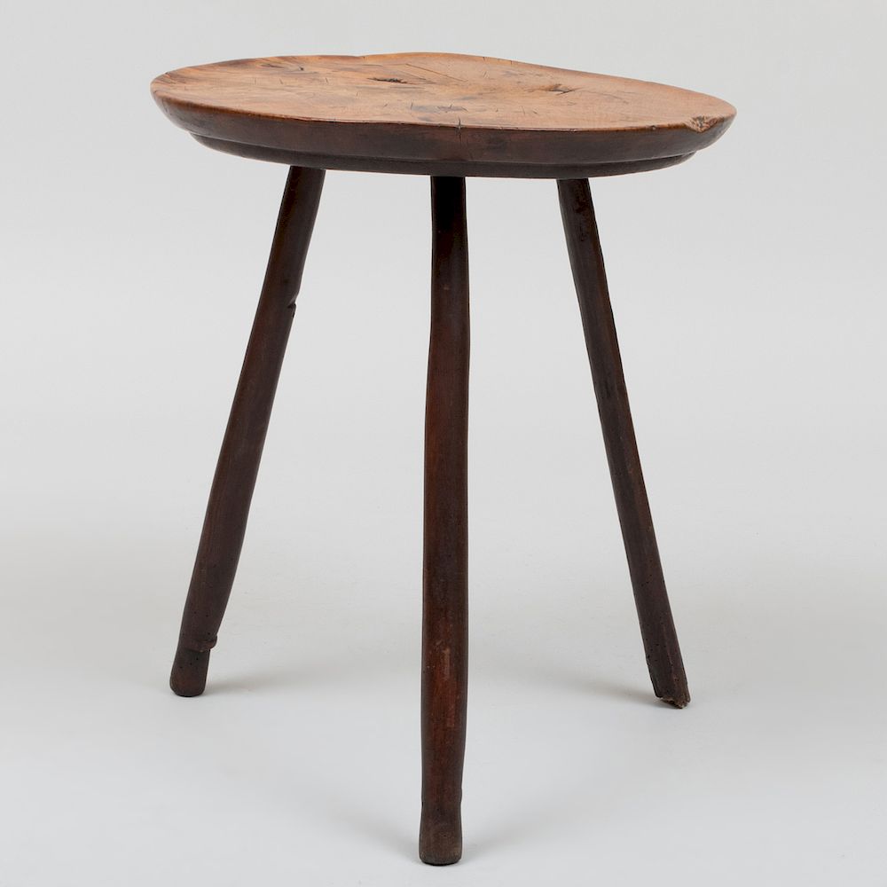 Appraisal: English Fruitwood and Oak Cricket Table x in Hampton Interiors