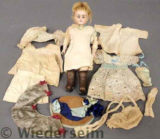 Appraisal: Bisque head doll th c with a stitched kid leather