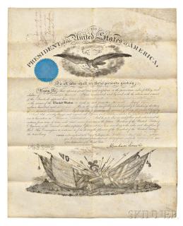 Appraisal: Lincoln Abraham - Military Appointment Document Signed April Parchment document