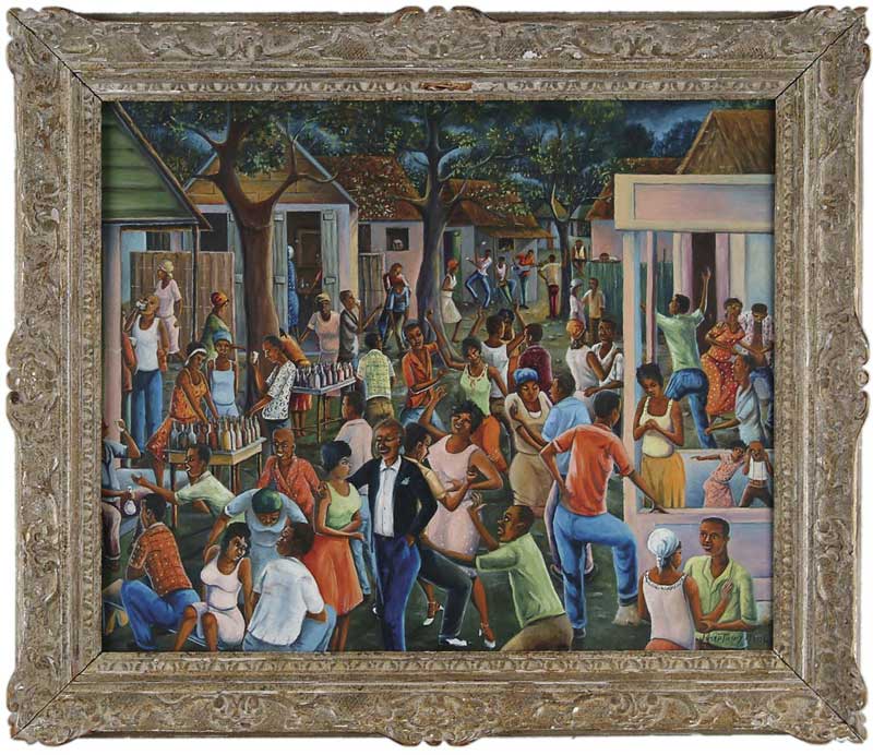 Appraisal: JOSEPH THONY MOISE Haitian Late th Century BLOCK PARTY Oil