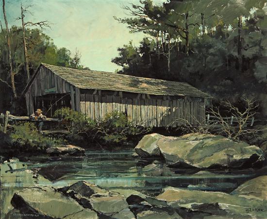 Appraisal: ERIC SLOANE American - Covered Bridge New Hampshire oil on