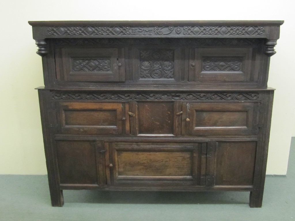 Appraisal: A late th Century court cupboard circa the moulded cornice