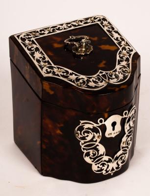 Appraisal: A th Century silver mounted tortoiseshell tea caddy in the