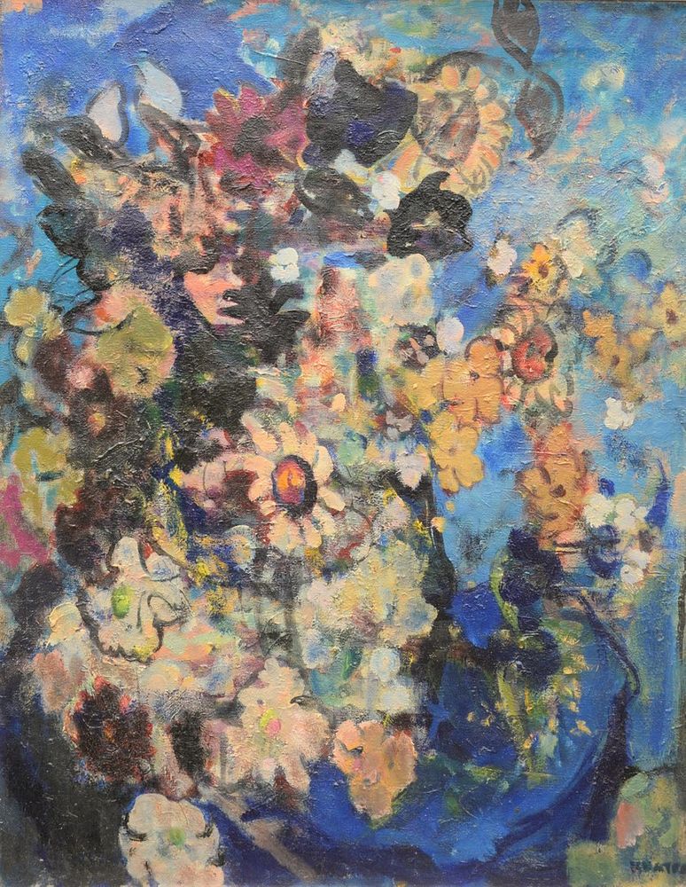 Appraisal: Kenneth Earl Bates American - Flowers oil on canvas signed