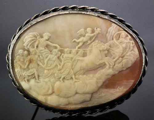 Appraisal: A late th Century silvery metal mounted shell cameo the