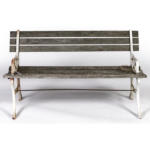 Appraisal: A garden seat with cast metal scrolling ends wood slats