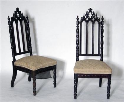 Appraisal: Pair of Gothic-revival side chairs mid- th century The molded