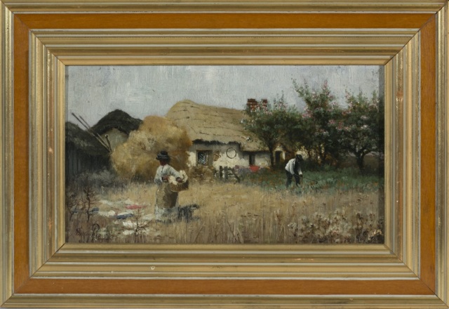 Appraisal: Sidney Pike British - Untitled Farm Scene Oil on Board