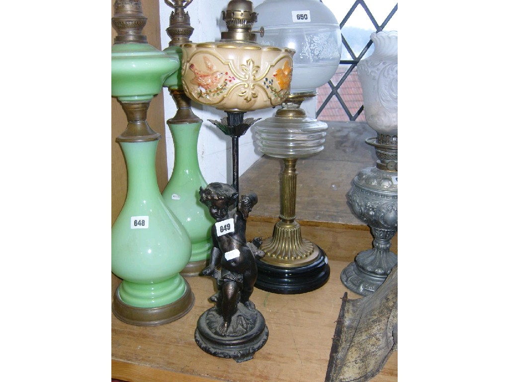 Appraisal: A late th century spelter oil lamp base with applied